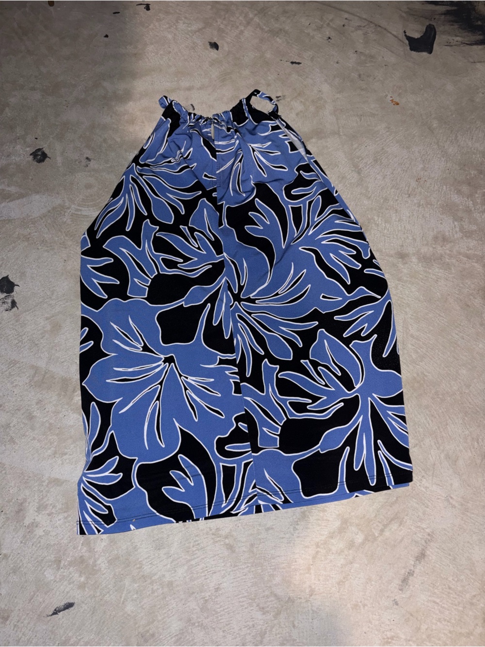 Michael Kors Blue and Black Floral Halter Swim Top
